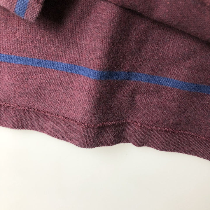 Ralph Lauren POLO by Ralph Lauren short sleeve striped polo shirt, men's XL size cotton wine-red Vintage Second Hand