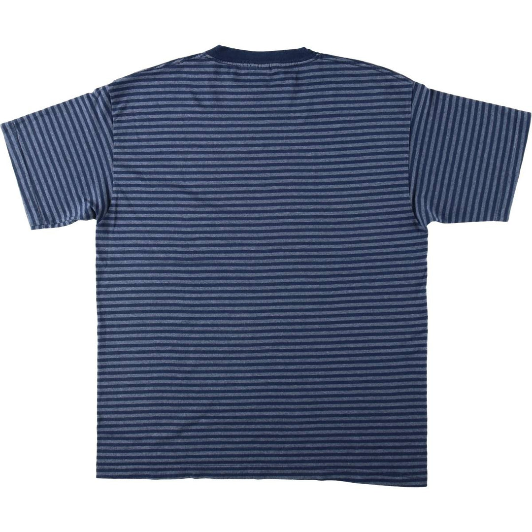 Arizona Jean Co. Short-Sleeve Striped T-Shirt, Men's Size L (approx.) cotton navy blue type Vintage Second Hand