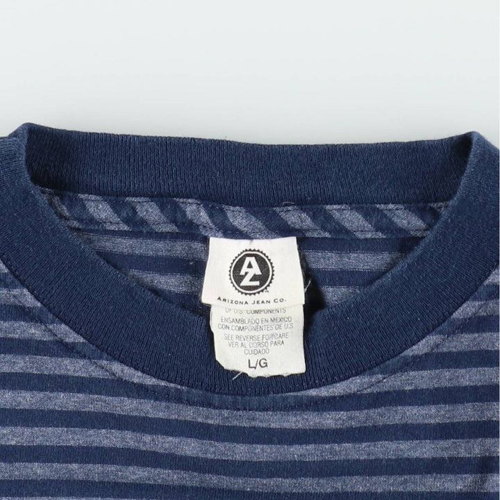 Arizona Jean Co. Short-Sleeve Striped T-Shirt, Men's Size L (approx.) cotton navy blue type Vintage Second Hand