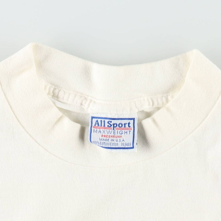 90'S All Sport MAX WEIGHT Print T-Shirt, Made in USA, Men's XL equivalent, Vintage cotton unbleached Vintage Second Hand