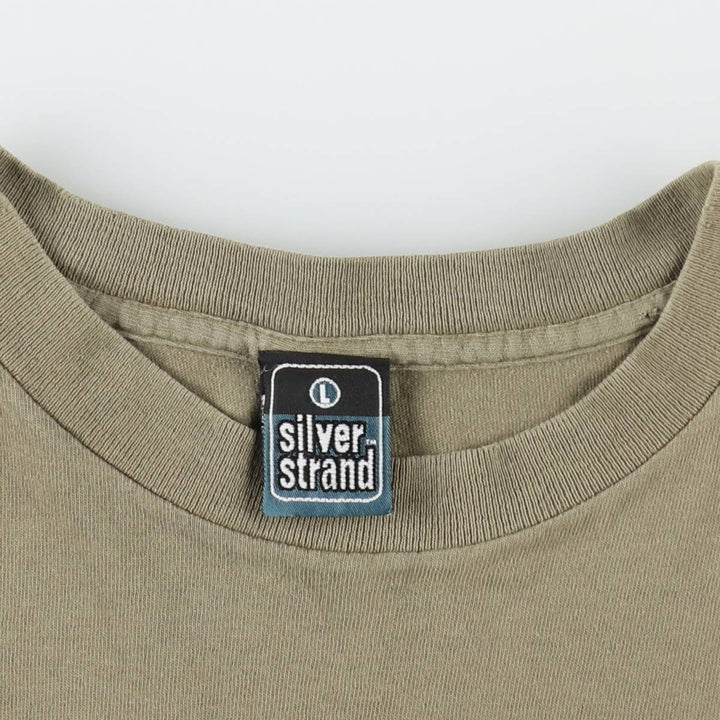90'S Silver Strand Dragon Pattern Tribal Print T-Shirt, Made in USA, Men's Size L (Equivalent), Vintage cotton Khaki type Vintage Second Hand