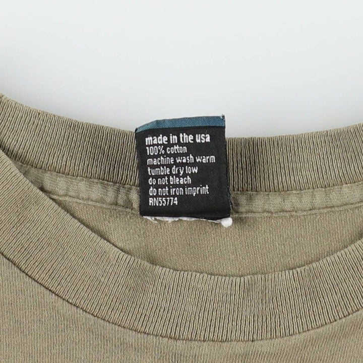 90'S Silver Strand Dragon Pattern Tribal Print T-Shirt, Made in USA, Men's Size L (Equivalent), Vintage cotton Khaki type Vintage Second Hand