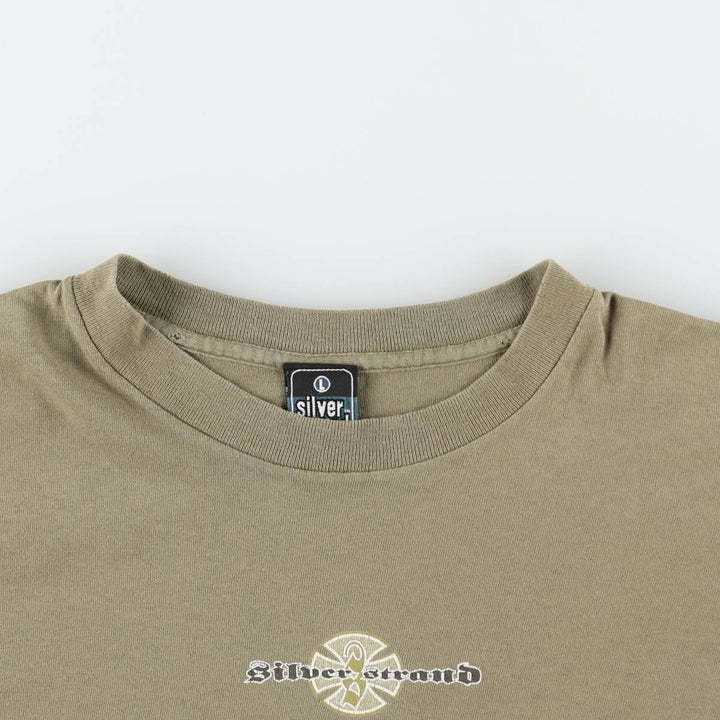 90'S Silver Strand Dragon Pattern Tribal Print T-Shirt, Made in USA, Men's Size L (Equivalent), Vintage cotton Khaki type Vintage Second Hand