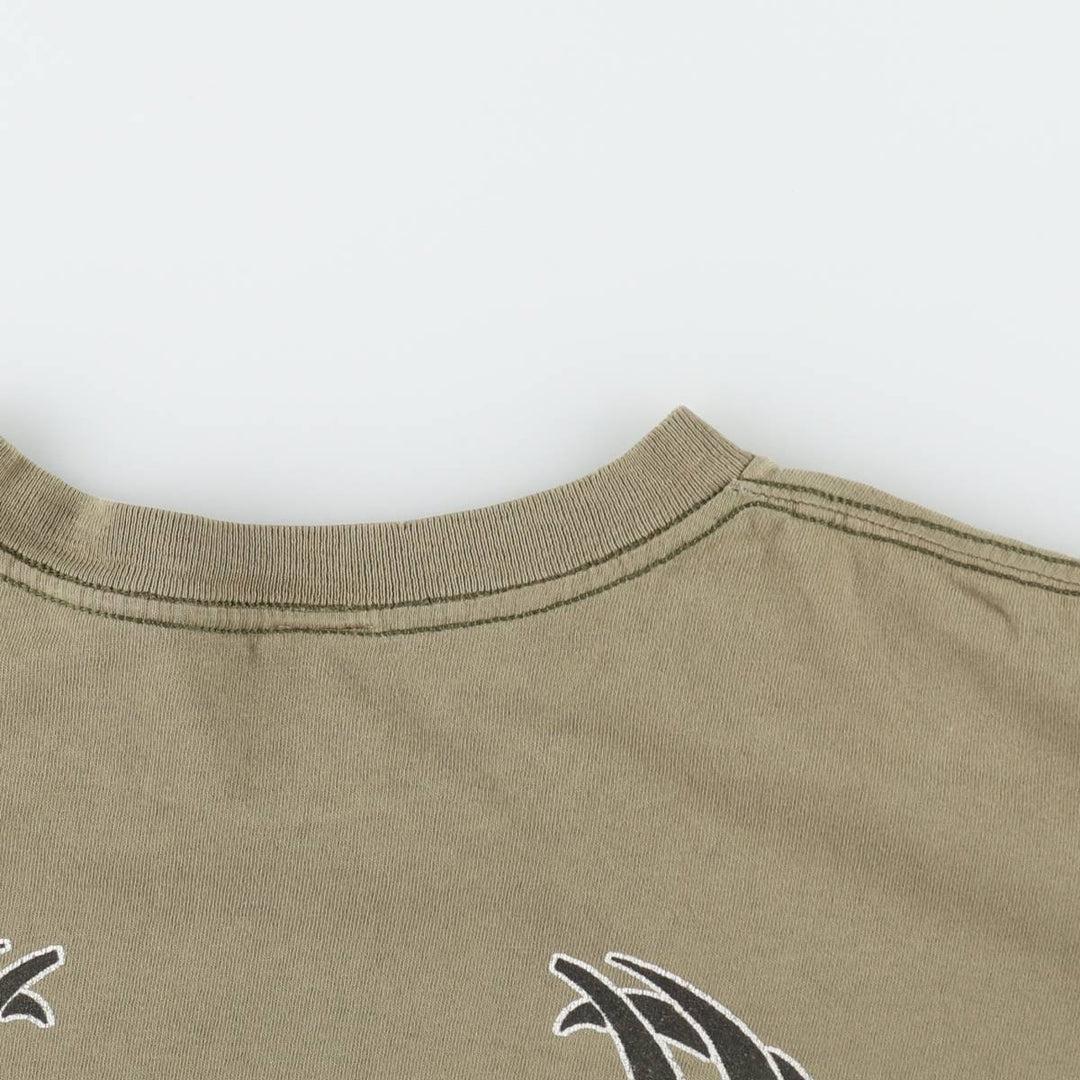 90'S Silver Strand Dragon Pattern Tribal Print T-Shirt, Made in USA, Men's Size L (Equivalent), Vintage cotton Khaki type Vintage Second Hand