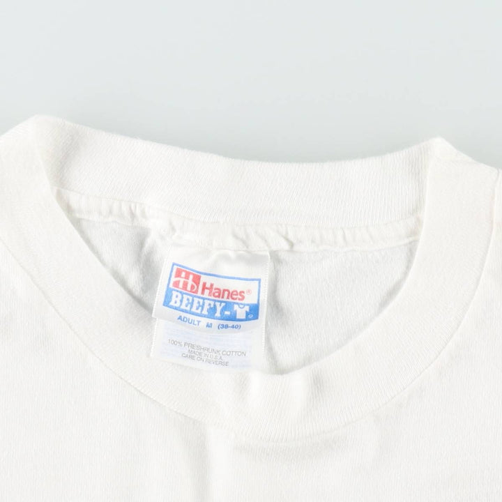 90'S Hanes BEEFY-T Printed T-shirt, Made in USA, Men's M, Vintage cotton white type Vintage Second Hand