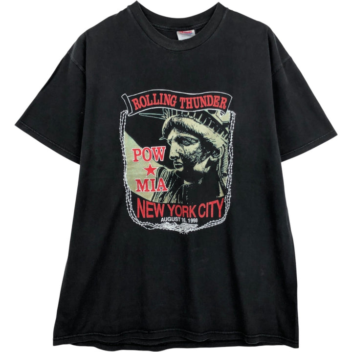 Hanes Print T-Shirt, Made in USA, Men's Size XL (approx.) cotton black type Vintage Second Hand
