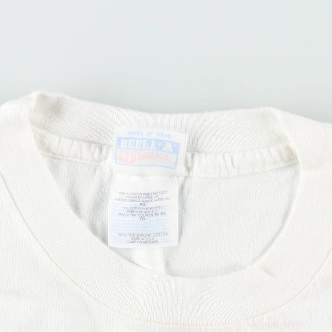 90'S Hanes BEEFY-T Printed T-shirt Made in USA Men's XL Vintage cotton white type Vintage Second Hand