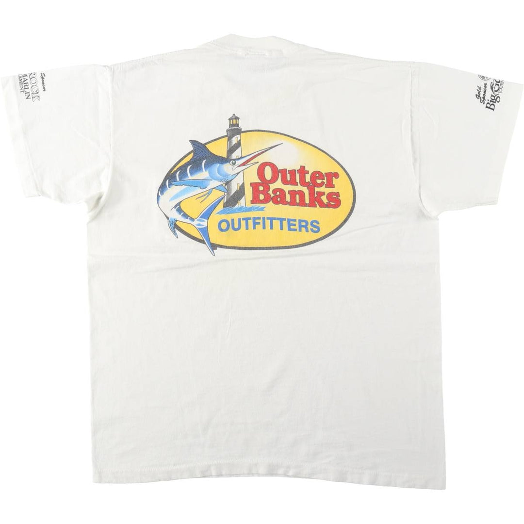 90'S Anvil Printed T-shirt, Made in USA, Men's L size, Vintage cotton white type Vintage Second Hand