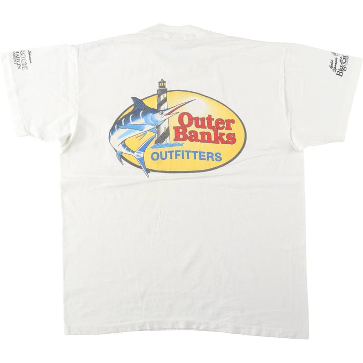 90'S Anvil Printed T-shirt, Made in USA, Men's L size, Vintage cotton white type Vintage Second Hand
