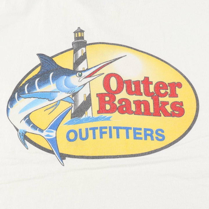 90'S Anvil Printed T-shirt, Made in USA, Men's L size, Vintage cotton white type Vintage Second Hand