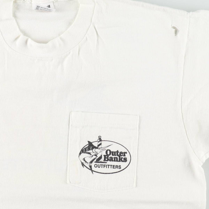 90'S Anvil Printed T-shirt, Made in USA, Men's L size, Vintage cotton white type Vintage Second Hand
