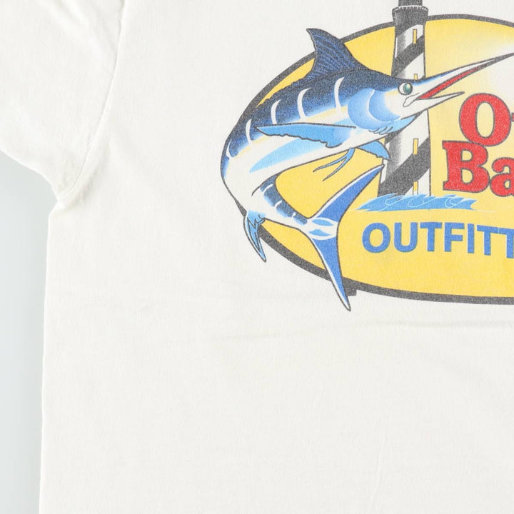 90'S Anvil Printed T-shirt, Made in USA, Men's L size, Vintage cotton white type Vintage Second Hand