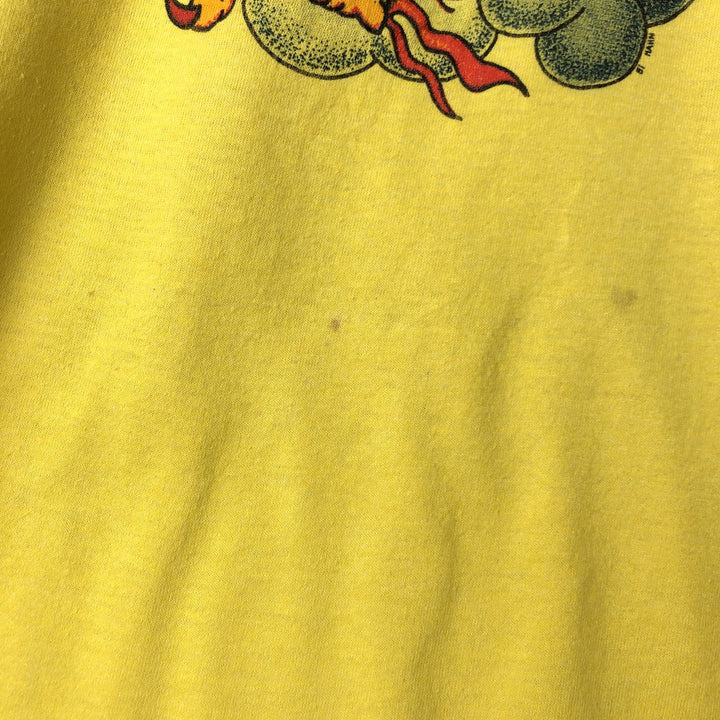 80'S Screen Stars Dragon Pattern Print T-Shirt, Made in USA, Men's Size L (approx.), Vintage cotton yellow type Vintage Second Hand