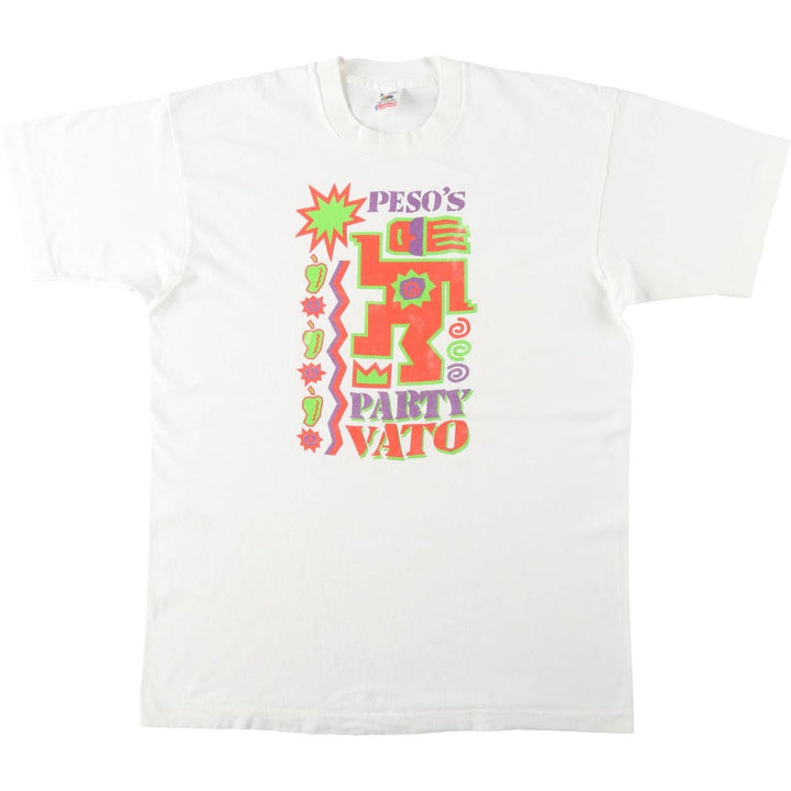 90'S Fruit of the Loom printed T-shirt, made in the USA, men's XL size, vintage cotton white type Vintage Second Hand