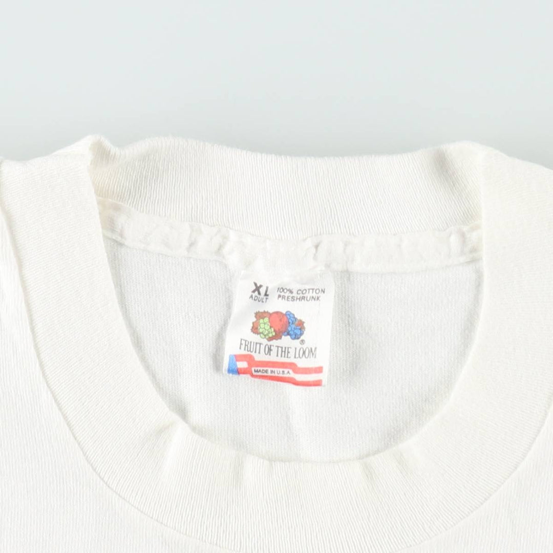 90'S Fruit of the Loom printed T-shirt, made in the USA, men's XL size, vintage cotton white type Vintage Second Hand