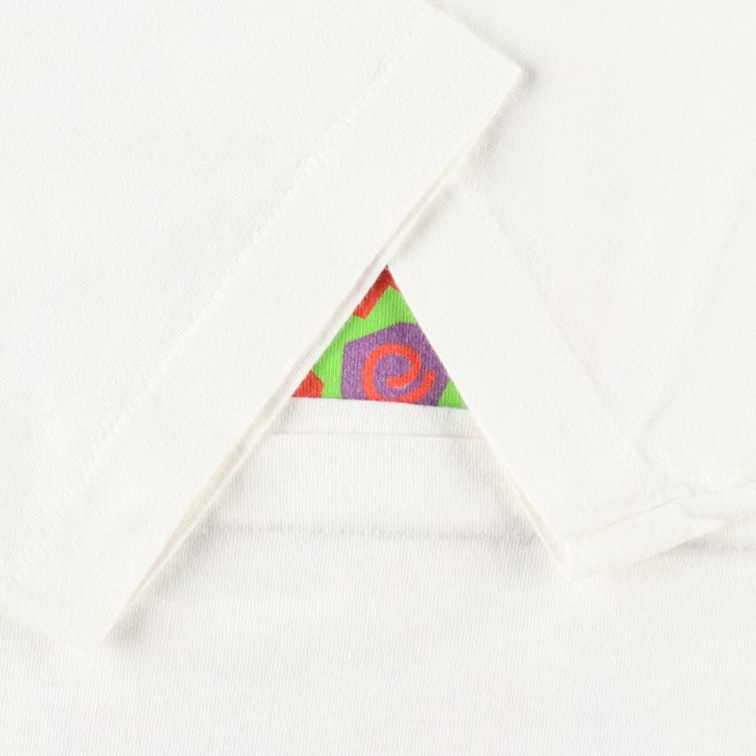 90'S Fruit of the Loom printed T-shirt, made in the USA, men's XL size, vintage cotton white type Vintage Second Hand