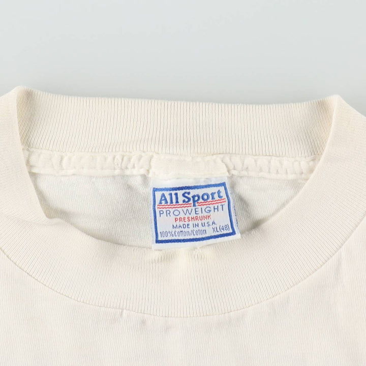 90'S All Sport PRO WEIGHT Print T-Shirt, Made in USA, Men's XL equivalent, Vintage cotton unbleached Vintage Second Hand