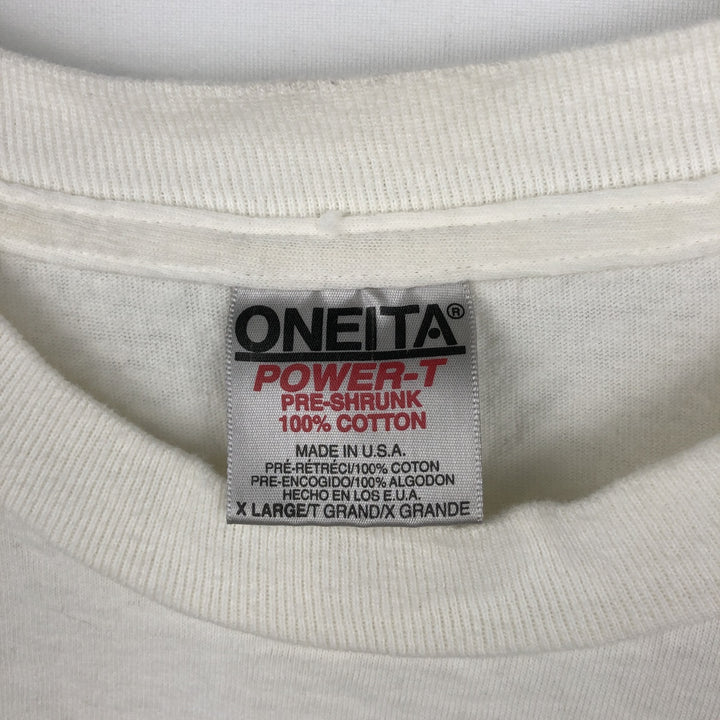 90'S ONEITA Print T-Shirt, Made in USA, X LARGE cotton white type Vintage Second Hand