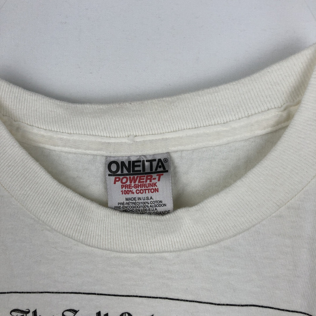 90'S ONEITA Print T-Shirt, Made in USA, X LARGE cotton white type Vintage Second Hand