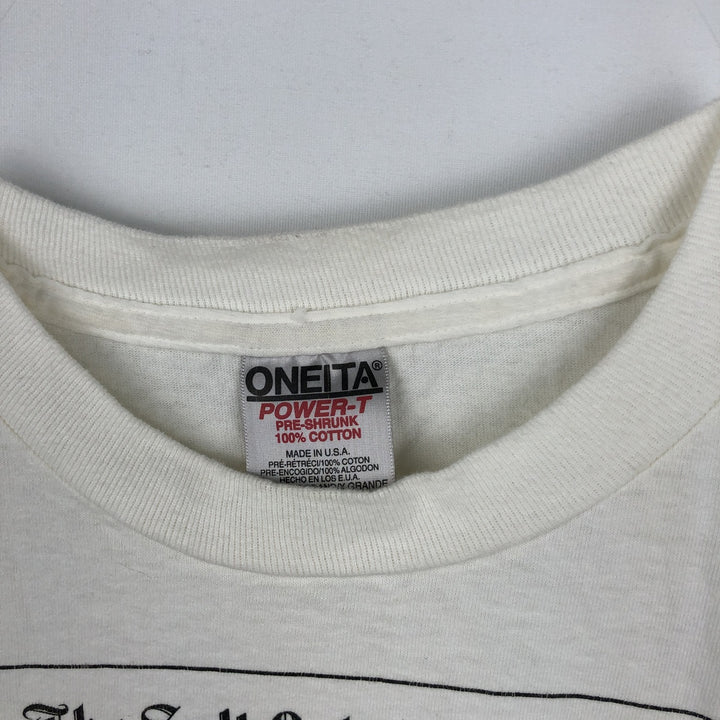 90'S ONEITA Print T-Shirt, Made in USA, X LARGE cotton white type Vintage Second Hand