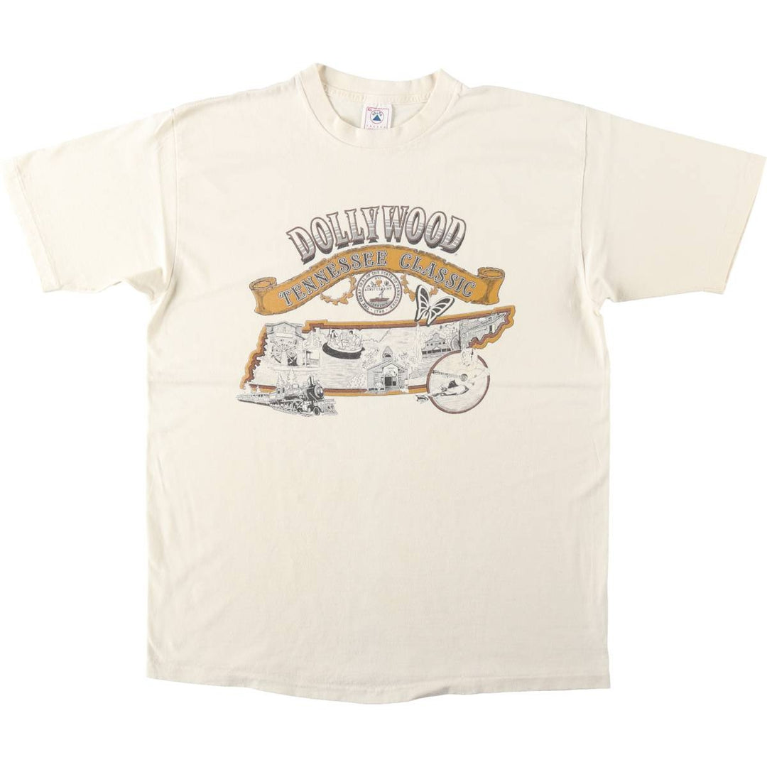 Vintage 90'S Delta DELTA Printed T-shirt, Made in USA, Men's XL cotton unbleached Vintage Second Hand