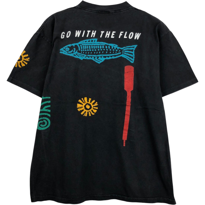 90'S ONEITA HOLIDAY RIVER EXPEDITIONS Advertising T-Shirt, Made in USA, Men's XL equivalent, Vintage cotton black type Vintage Second Hand