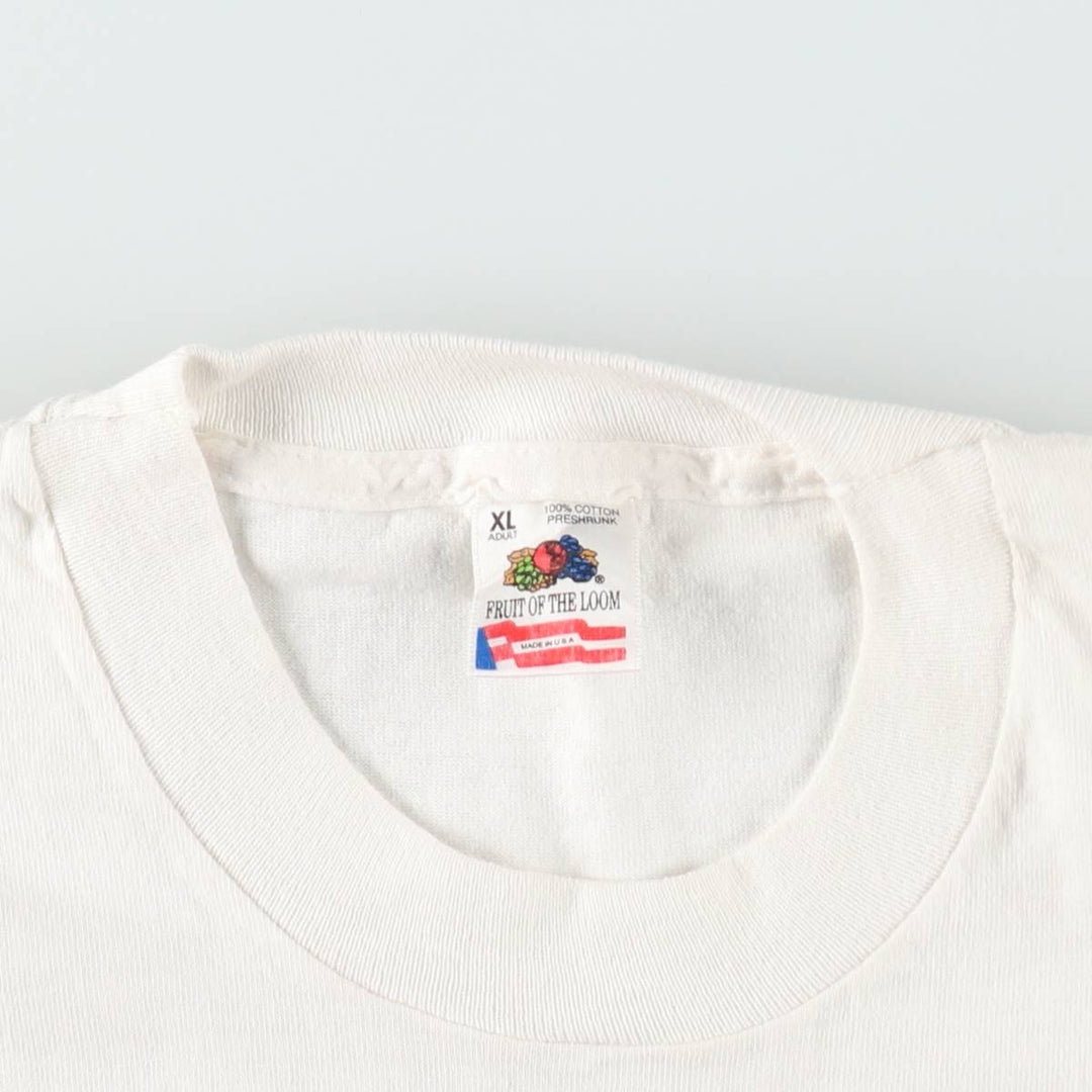 90'S Fruit of the Loom printed T-shirt, made in the USA, men's XL size, vintage cotton white type Vintage Second Hand