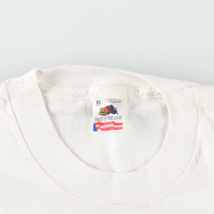 90'S Fruit of the Loom printed T-shirt, made in the USA, men's XL size, vintage cotton white type Vintage Second Hand