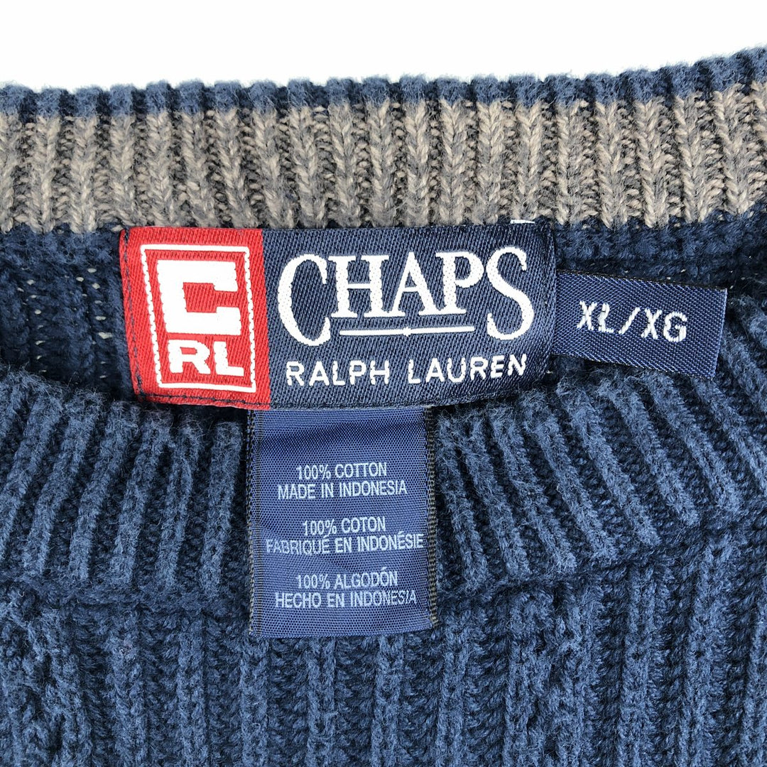 Ralph Lauren CHAPS cotton knit sweater, men's size XL cotton navy blue type Vintage Second Hand