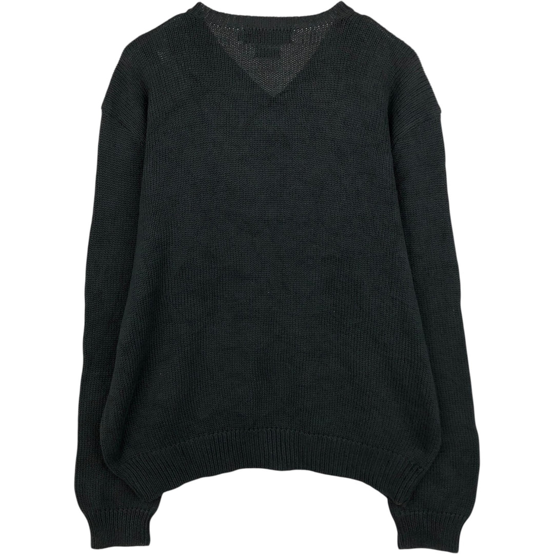 Ralph Lauren POLO by Ralph Lauren V-neck cotton knit sweater, men's size L cotton Charcoal Vintage Second Hand