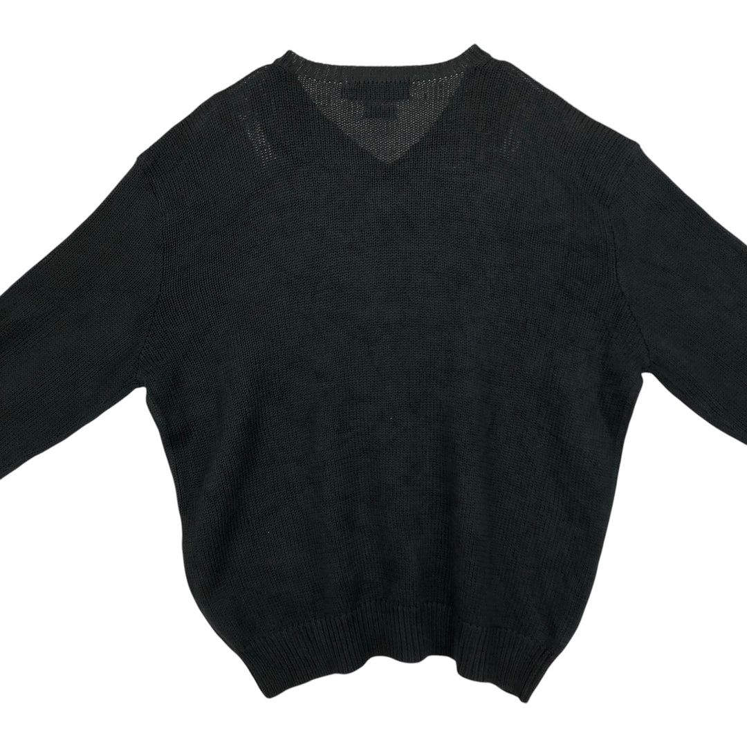 Ralph Lauren POLO by Ralph Lauren V-neck cotton knit sweater, men's size L cotton Charcoal Vintage Second Hand