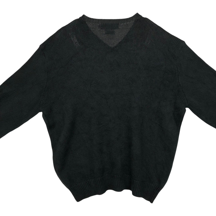 Ralph Lauren POLO by Ralph Lauren V-neck cotton knit sweater, men's size L cotton Charcoal Vintage Second Hand