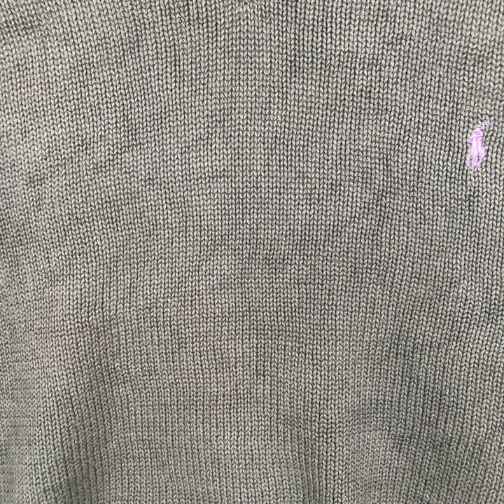 Ralph Lauren POLO by Ralph Lauren V-neck cotton knit sweater, men's size L cotton Charcoal Vintage Second Hand