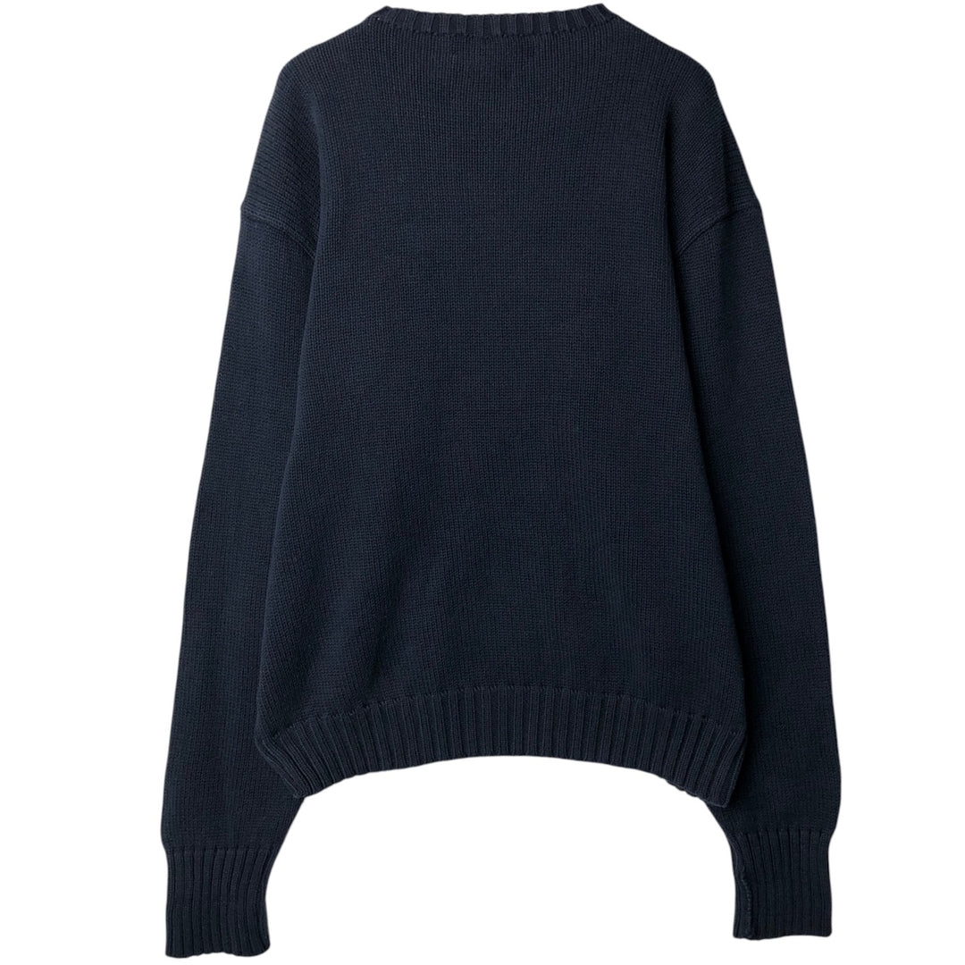 Ralph Lauren POLO by Ralph Lauren Cotton Knit Sweater Men's L size cotton navy blue type Vintage Second Hand