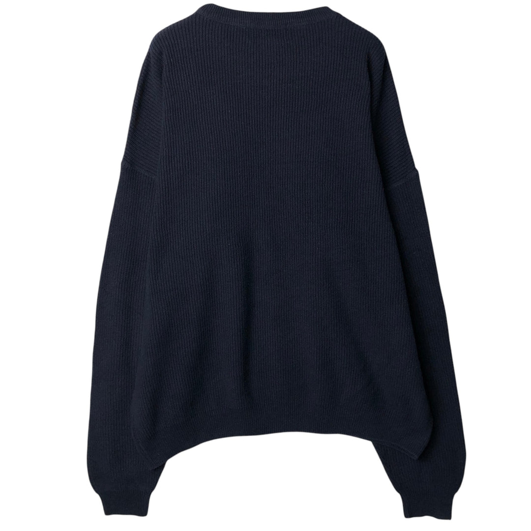 Eddie Bauer cotton knit sweater, made in the USA, men's size M (approx.) cotton navy blue type Vintage Second Hand