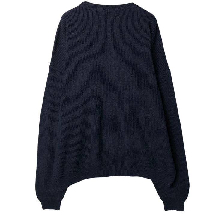 Eddie Bauer cotton knit sweater, made in the USA, men's size M (approx.) cotton navy blue type Vintage Second Hand