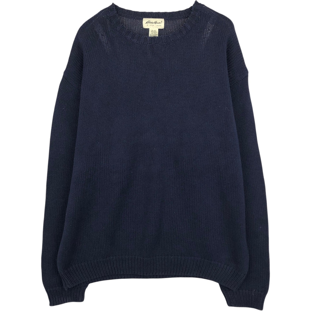 Eddie Bauer Cotton Knit Sweater, Men's XL cotton navy blue type Vintage Second Hand