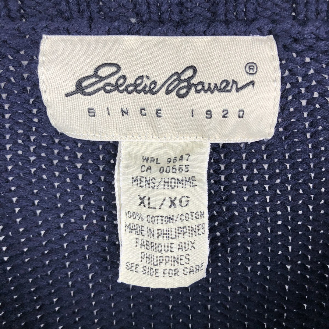 Eddie Bauer Cotton Knit Sweater, Men's XL cotton navy blue type Vintage Second Hand