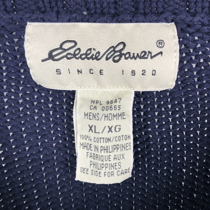 Eddie Bauer Cotton Knit Sweater, Men's XL cotton navy blue type Vintage Second Hand