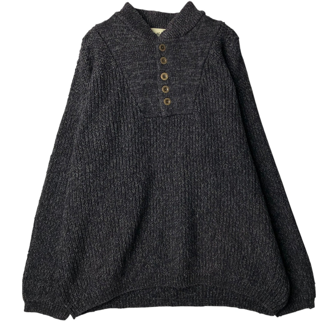 Eddie Bauer Cotton Knit Half-Button Sweater, Men's Size M (approx.) cotton Charcoal Vintage Second Hand