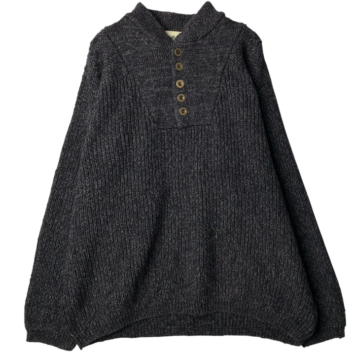 Eddie Bauer Cotton Knit Half-Button Sweater, Men's Size M (approx.) cotton Charcoal Vintage Second Hand