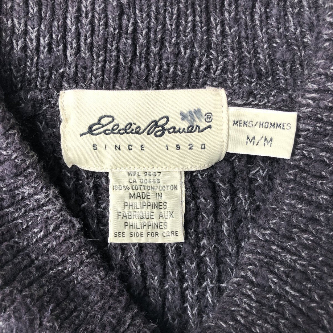 Eddie Bauer Cotton Knit Half-Button Sweater, Men's Size M (approx.) cotton Charcoal Vintage Second Hand