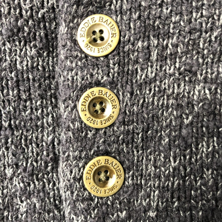 Eddie Bauer Cotton Knit Half-Button Sweater, Men's Size M (approx.) cotton Charcoal Vintage Second Hand