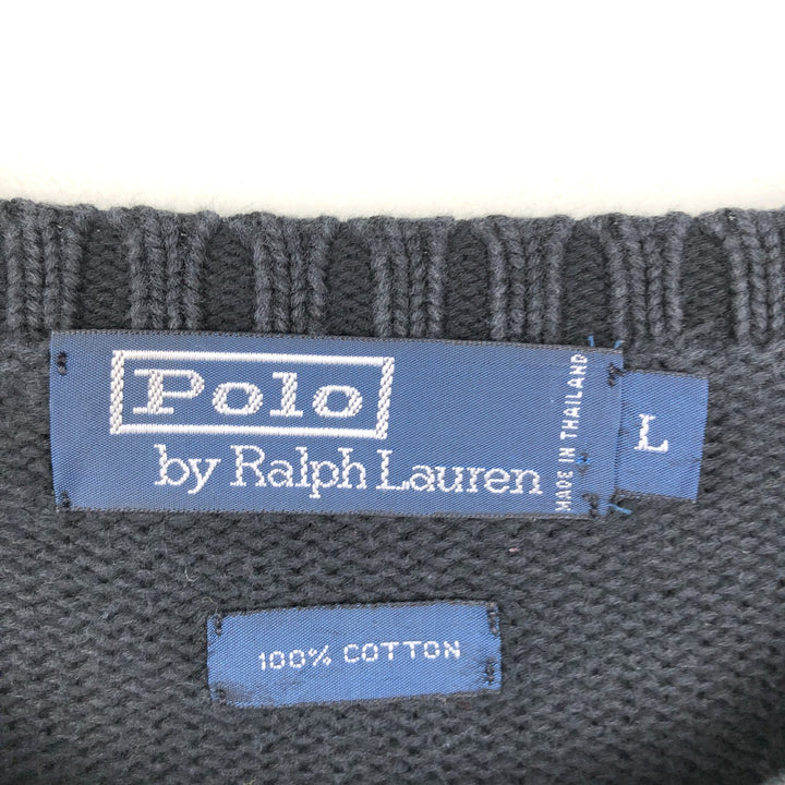 Ralph Lauren POLO by Ralph Lauren Cotton Knit Sweater Men's L size cotton black type Vintage Second Hand