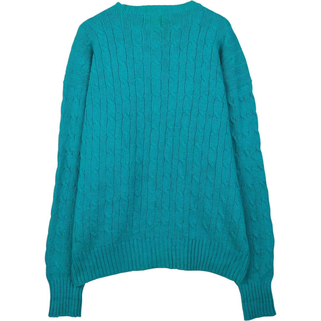 Ralph Lauren POLO by Ralph Lauren Cable Knit Cotton Sweater Men's XL cotton turquoise blue Vintage Second Hand