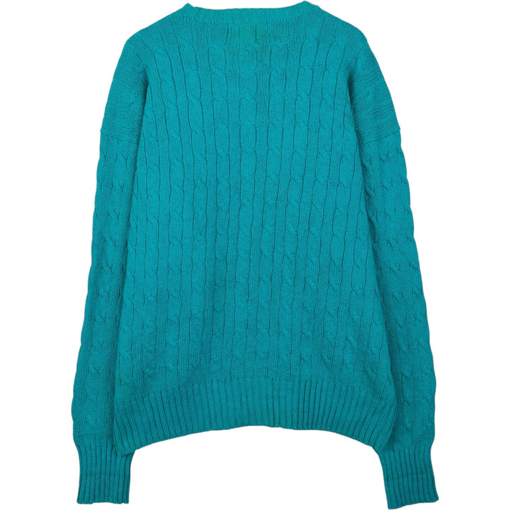 Ralph Lauren POLO by Ralph Lauren Cable Knit Cotton Sweater Men's XL cotton turquoise blue Vintage Second Hand