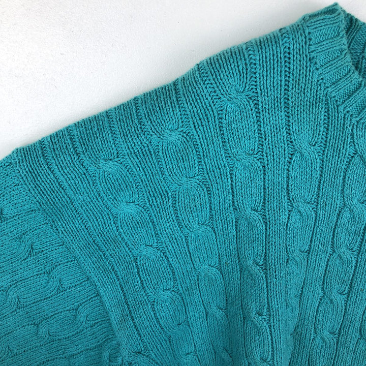Ralph Lauren POLO by Ralph Lauren Cable Knit Cotton Sweater Men's XL cotton turquoise blue Vintage Second Hand