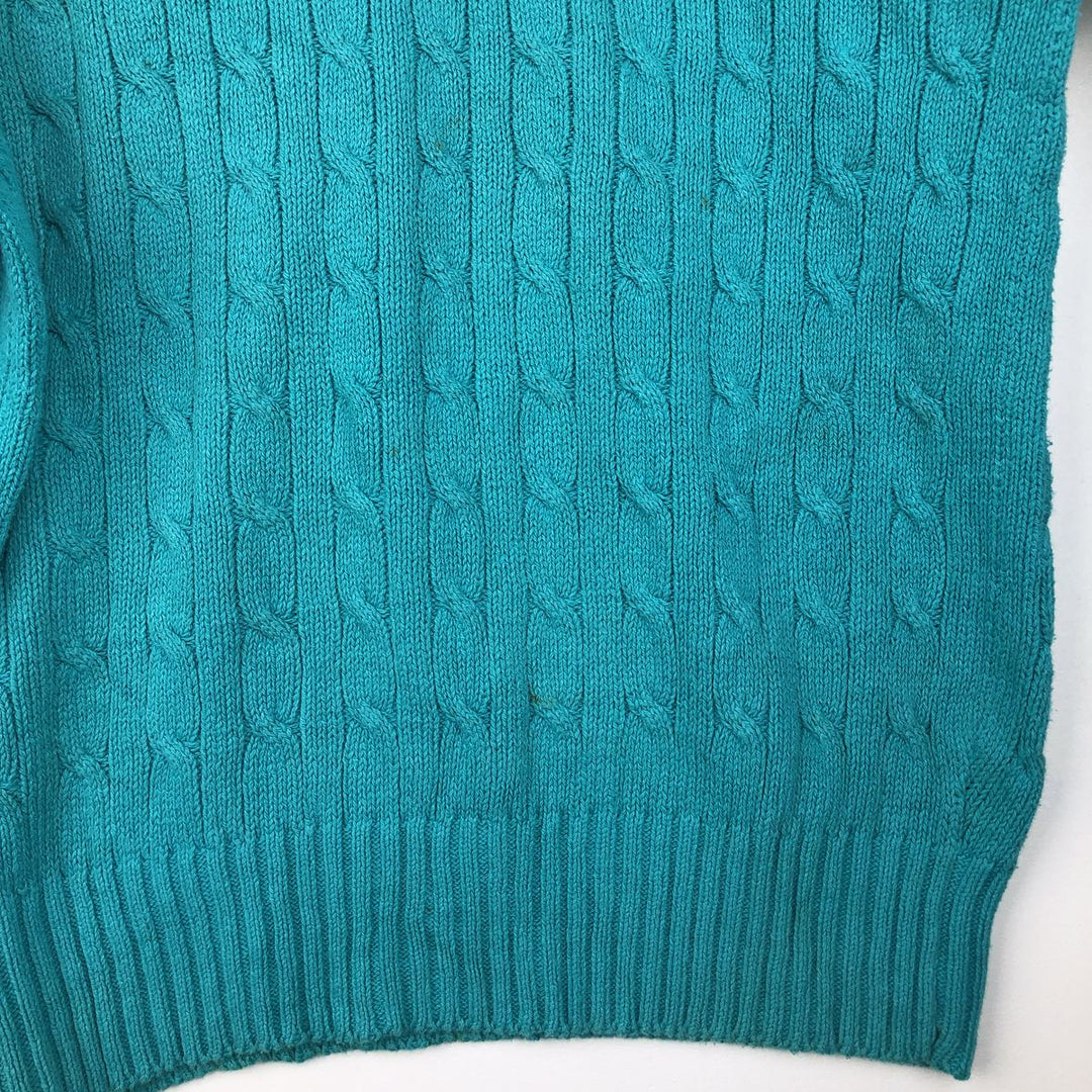 Ralph Lauren POLO by Ralph Lauren Cable Knit Cotton Sweater Men's XL cotton turquoise blue Vintage Second Hand