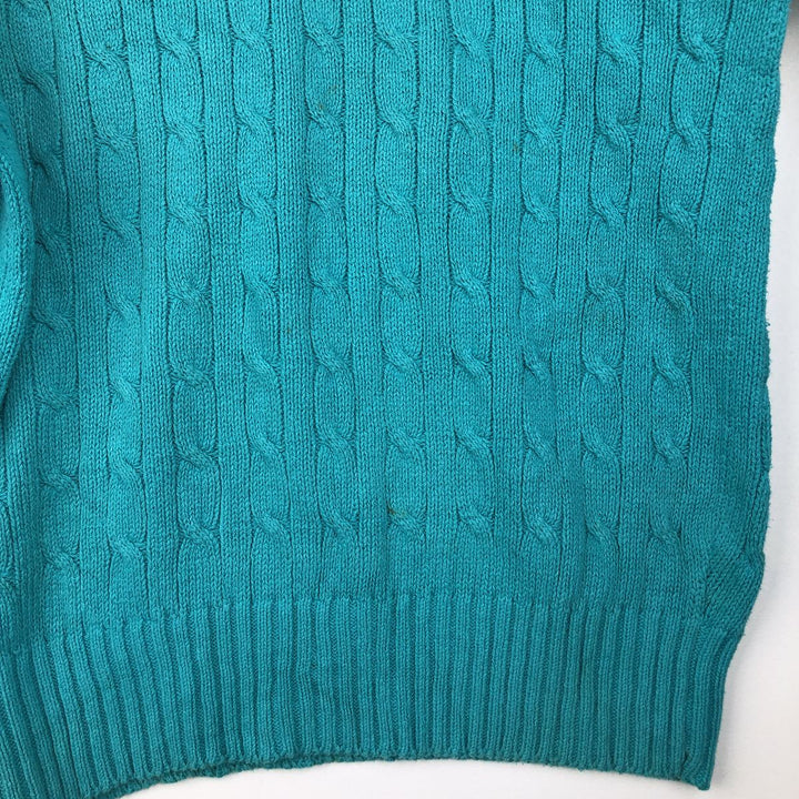 Ralph Lauren POLO by Ralph Lauren Cable Knit Cotton Sweater Men's XL cotton turquoise blue Vintage Second Hand