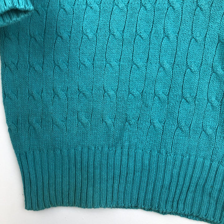 Ralph Lauren POLO by Ralph Lauren Cable Knit Cotton Sweater Men's XL cotton turquoise blue Vintage Second Hand
